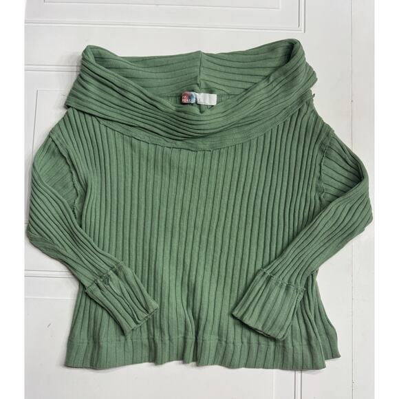 Free People Sweaters - Free People FP Beach Green Slouchy Cowl Neck Long Sleeve Pullover Size Large